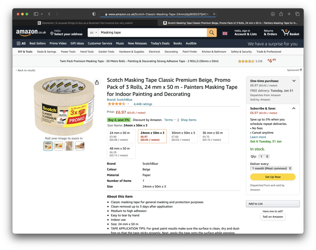 5 Unusual things to buy - Amazon UK Masking Tape