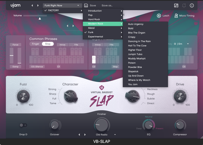 UJam Slap – Preset window! UJam Slap - Preset window!