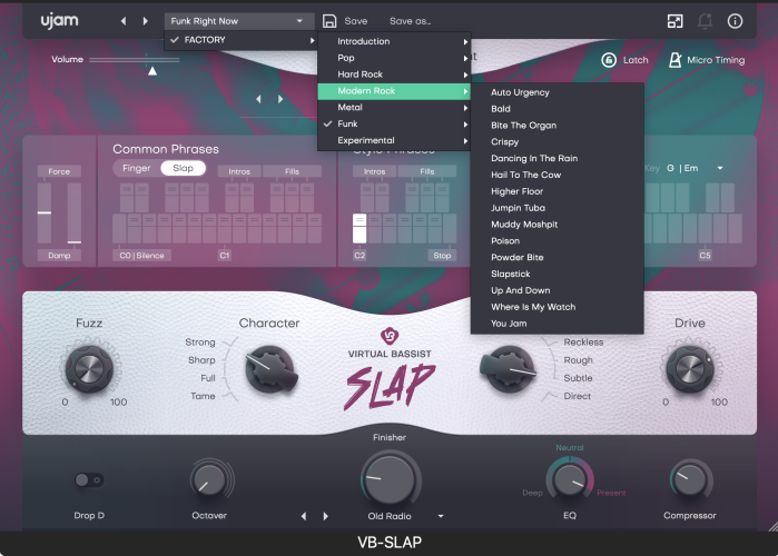 UJam Slap - Preset window!